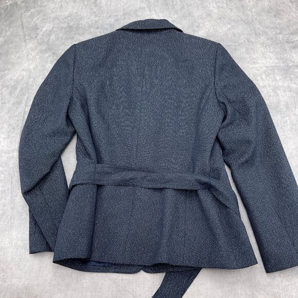 Evan Picone Blazer Women 10 Blue White Fleck Belt Suit Jacket VTG - Picture 9 of 10
